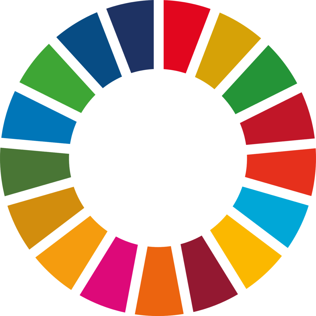 Kreis, der die 17 Sustainable Developement Goals symbolisch farblich abbildet.